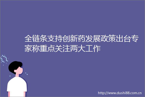 全链条支持创新药发展政策出台专家称重点关注两大工作