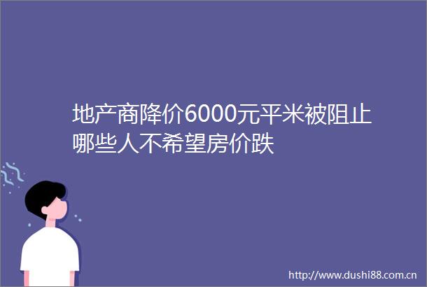 地产商降价6000元平米被阻止哪些人不希望房价跌