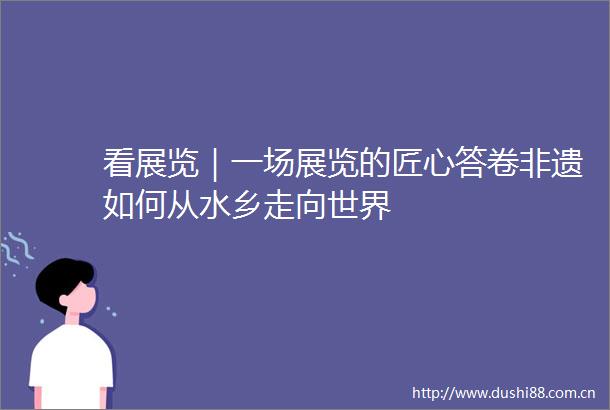 看展览｜一场展览的匠心答卷非遗如何从水乡走向世界