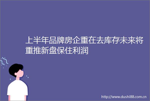 上半年品牌房企重在去库存未来将重推新盘保住利润