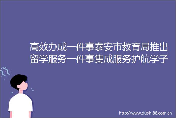 高效办成一件事泰安市教育局推出留学服务一件事集成服务护航学子留学之路