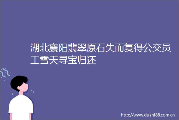 湖北襄阳翡翠原石失而复得公交员工雪天寻宝归还