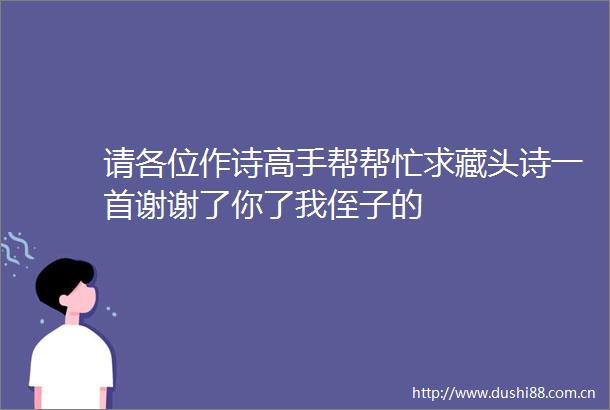 请各位作诗高手帮帮忙求藏头诗一首谢谢了你了我侄子的