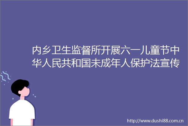 内乡卫生监督所开展六一儿童节中华共和国未成年人保护法宣传活动