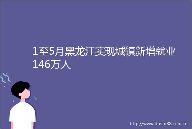 1至5月黑龙江实现城镇新增就业146万人