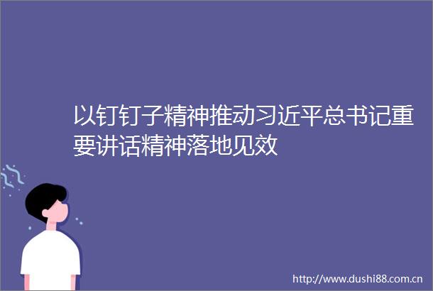以钉钉子精神推动总书记重要讲话精神落地见效