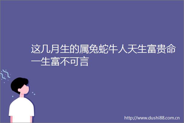 这几月生的属兔蛇牛人天生富贵命一生富不可言