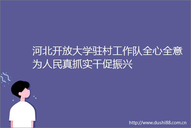 河北开放大学驻村工作队全心全意为真抓实干促振兴