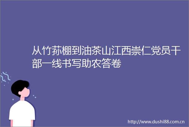 从竹荪棚到油茶山江西崇仁党员一线书写助农答卷