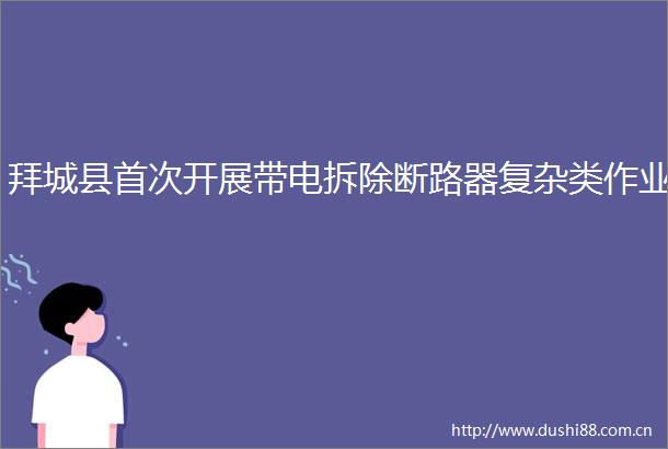 拜城县首次开展带电拆除断路器复杂类作业