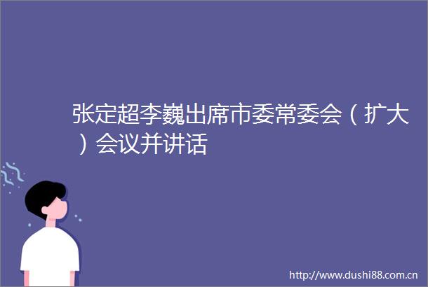 张定超李巍出席市委常委会（扩大）会议并讲话