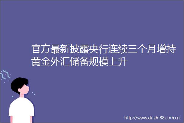 官方最新披露央行连续三个月增持黄金外汇储备规模上升
