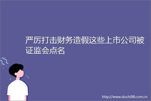 严厉打击财务这些上市公司被证监会点名