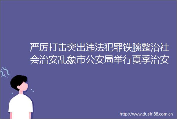 严厉打击突出铁腕整治社会治安乱象市局举行夏季治安打击整治百日行动新闻发布会通报有关情况