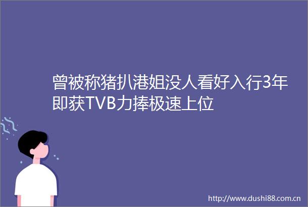 曾被称猪扒港姐没人看好入行3年即获TVB力捧极速上位