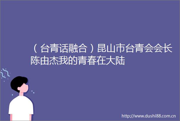 （台青话融合）昆山市台青会会长陈由杰我的青春在大陆
