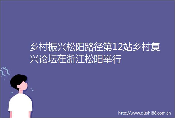 乡村振兴松阳路径第12站乡村复兴论坛在浙江松阳举行