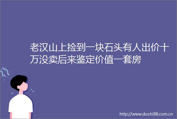 老汉山上捡到一块石头有人出价十万没卖后来鉴定价值一套房