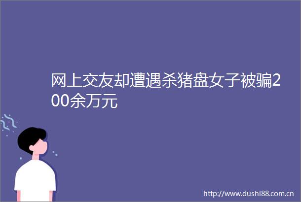 网上交友却遭遇杀猪盘女子被200余万元