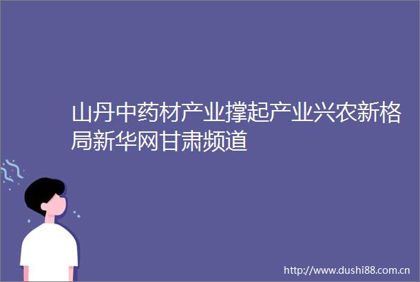 山丹中药材产业撑起产业兴农新格局新华网甘肃频道