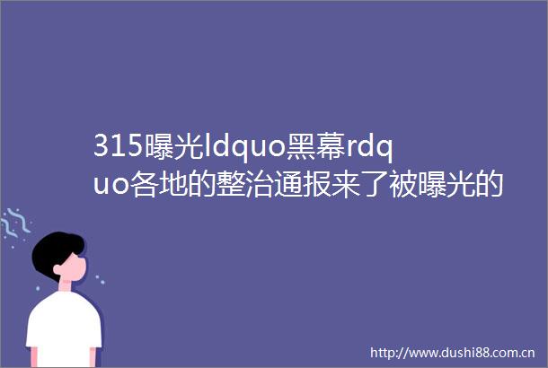 315ldquo黑幕rdquo各地的整治通报来了被的企业这样回应