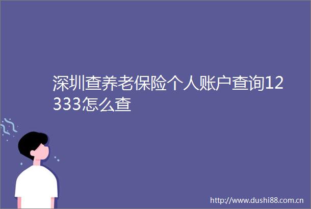 深圳查养老保险个人账户查询12333怎么查