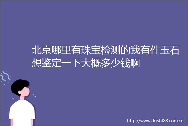 北京哪里有珠宝检测的我有件玉石想鉴定一下大概多少钱啊