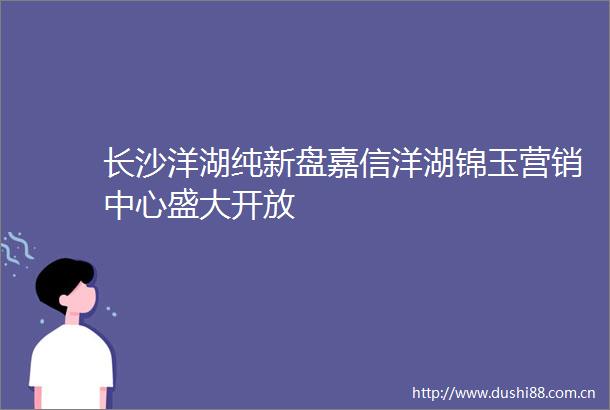 长沙洋湖纯新盘嘉信洋湖锦玉营销中心盛大开放