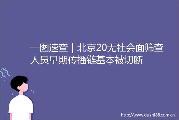 一图速查｜北京20无社会面筛查人员早期传播链基本被切断