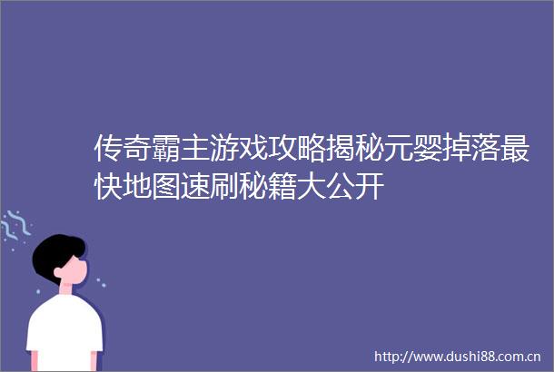 传奇霸主游戏攻略揭秘元婴掉落最快地图速刷秘籍大公开