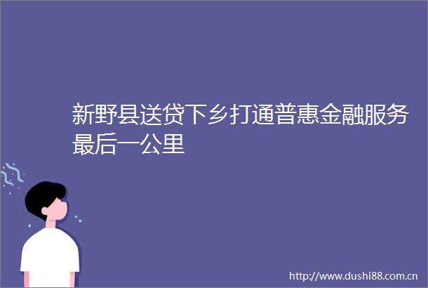 新野县送贷下乡打通普惠金融服务最后一公里