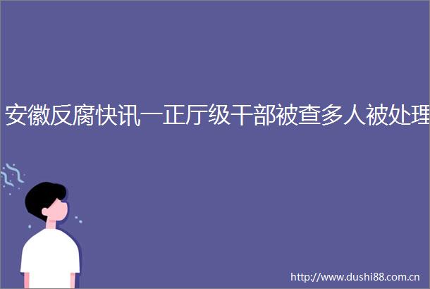 安徽快讯一正厅级被查多人被处理