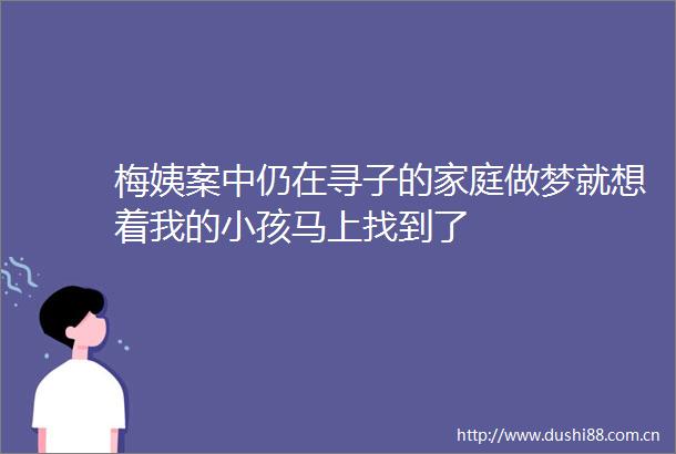 梅姨案中仍在寻子的家庭做梦就想着我的小孩马上找到了