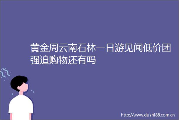 黄金周云南石林一日游见闻低价团强迫购物还有吗