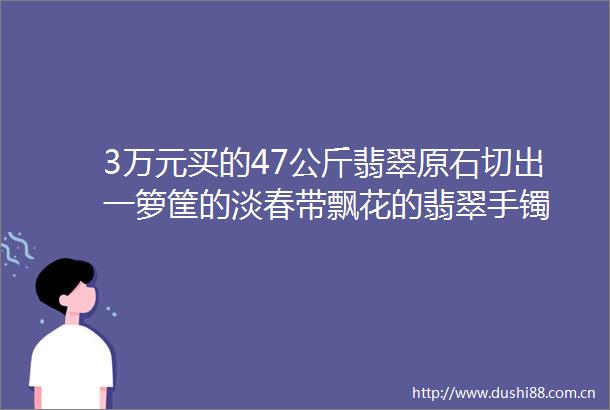 3万元买的47公斤翡翠原石切出一箩筐的淡春带飘花的翡翠手镯