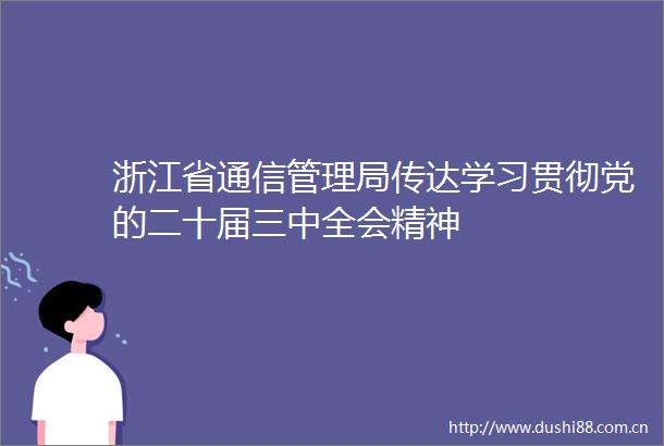 浙江省通信管理局传达学习贯彻党的二十届三中全会精神