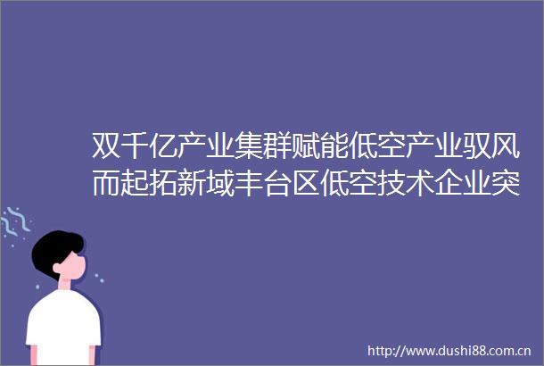双千亿产业集群赋能低空产业驭风而起拓新域丰台区低空技术企业突破200家