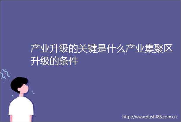 产业升级的关键是什么产业集聚区升级的条件