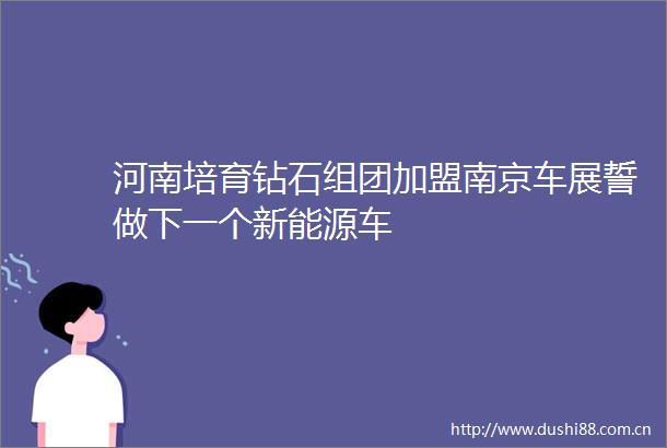 河南培育钻石组团加盟南京车展誓做下一个新能源车