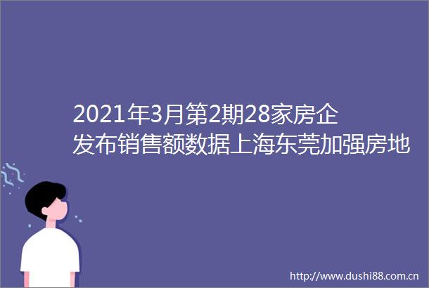 2021年3月第2期28家房企发布销售额数据上海东莞加强房地产市场调控