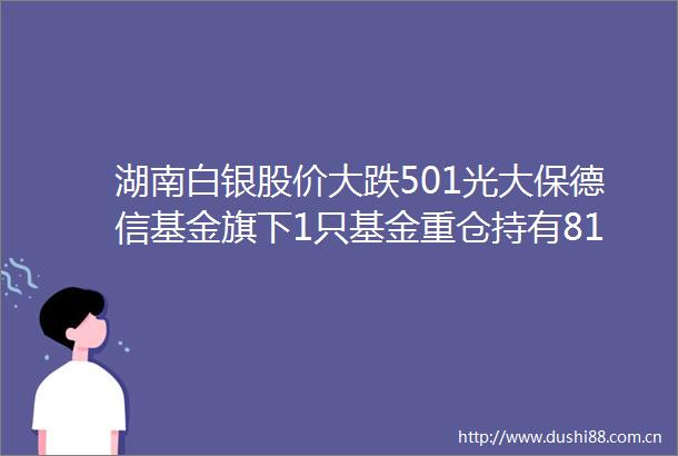 湖南白银股价大跌501光大保德信基金旗下1只基金重仓持有8100股浮亏损失1701元