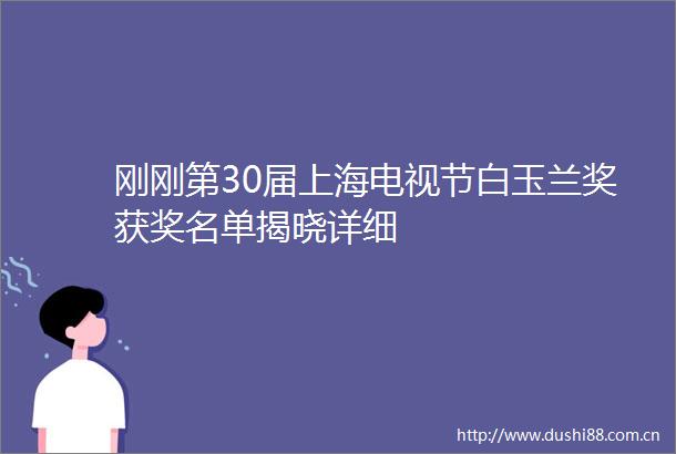 刚刚第30届上海电视节白玉兰奖获奖名单揭晓详细