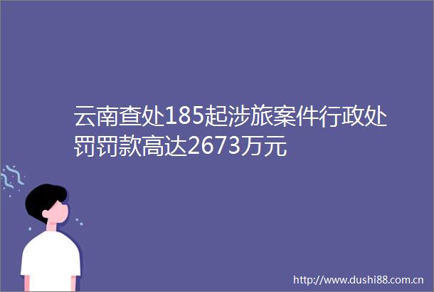 云南查处185起涉旅案件行政罚款高达2673万元