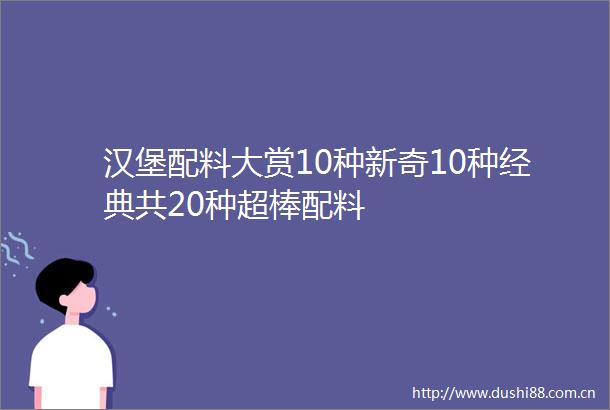 汉堡配料大赏10种新奇10种经典共20种超棒配料