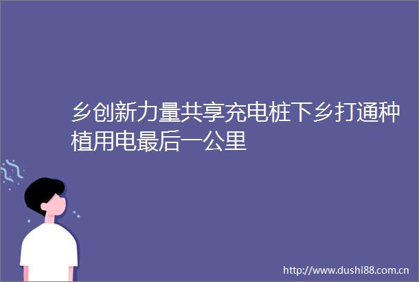 乡创新力量共享充电桩下乡打通种植用电最后一公里