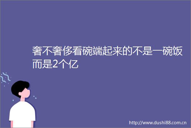 奢不奢侈看碗端起来的不是一碗饭而是2个亿