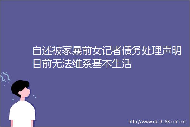 自述被家暴前女记者债务处理声明目前无法维系基本生活