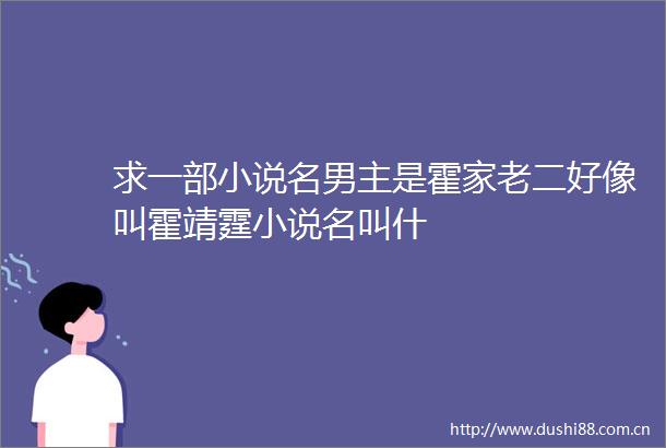 求一部小说名男主是霍家老二好像叫霍靖霆小说名叫什