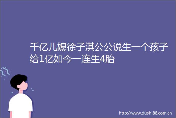 千亿儿媳徐子淇公公说生一个孩子给1亿如今一连生4胎