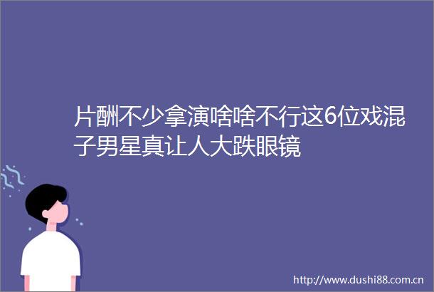 片酬不少拿演啥啥不行这6位戏混子男星真让人大跌眼镜